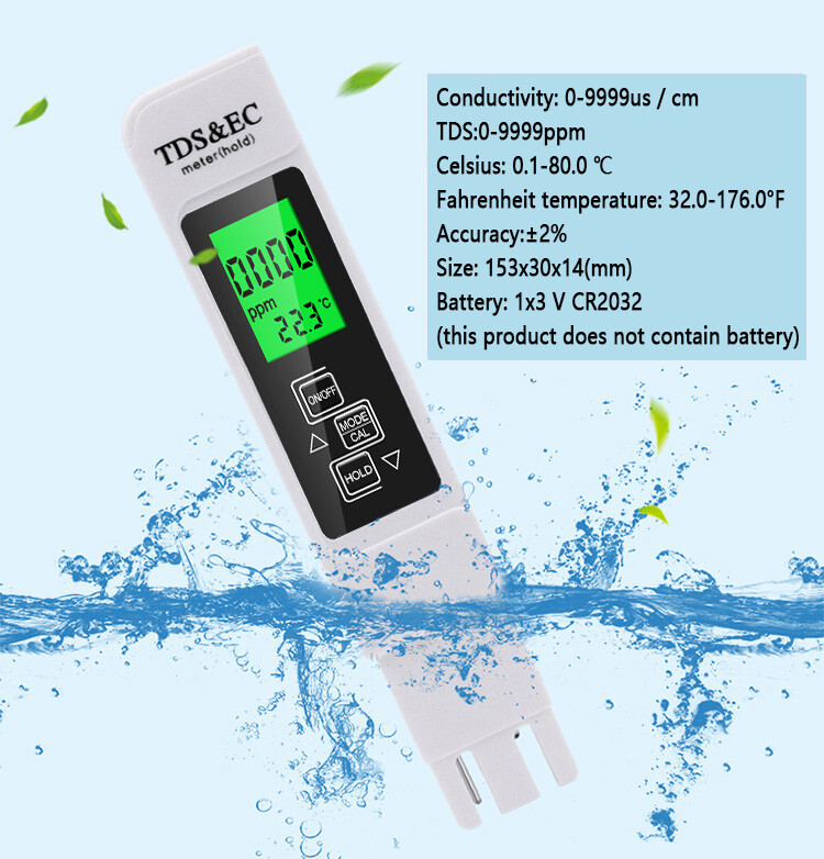 TDS Meter Digital Tester Water Quality Testing Kits for Drinking Water 0-9990ppm