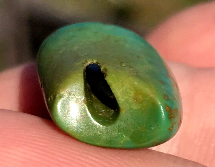 ANTIQUE RARE VERY OLD TIBETAN TURQUOISE BEAD - BEAUTIFUL WORN PATINA!