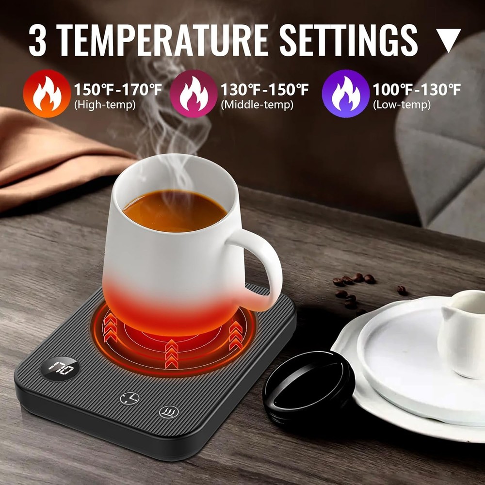 Mug Warmer,3-Temp Settings Coffee Warmer,Automatic Shut Off Black