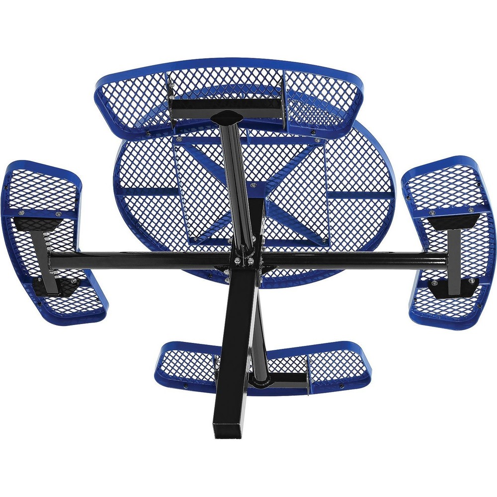 46" Round Picnic Table In-Ground Mount Blue