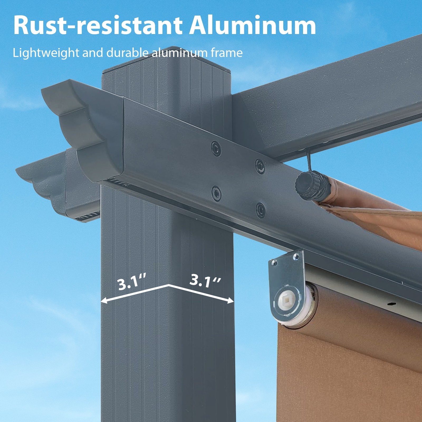 10x12ft Outdoor Pergola Sun Shade Cover with Retractable Canopy and Roller Shade