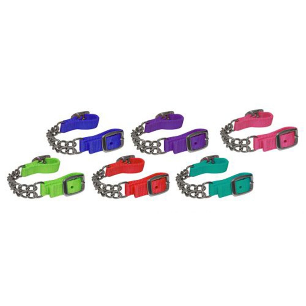 CURB STRAP Adjustable End Double Chain Colored Nylon Adjusts 10" to 11.5"