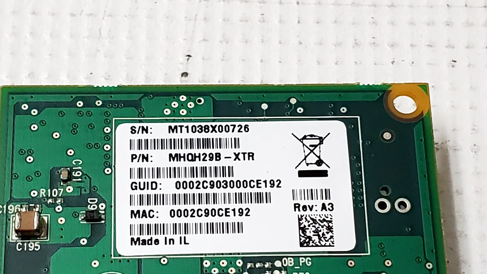 MHQH29B-XTR Mellanox ConnectX-2 IB 4X QD HCA No Bracket