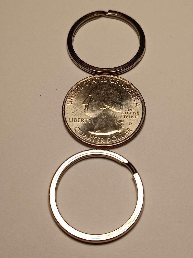 2 New 1 Inch Premium 25mm Nickle Plated Flat Split Ring Key Rings Key Holders