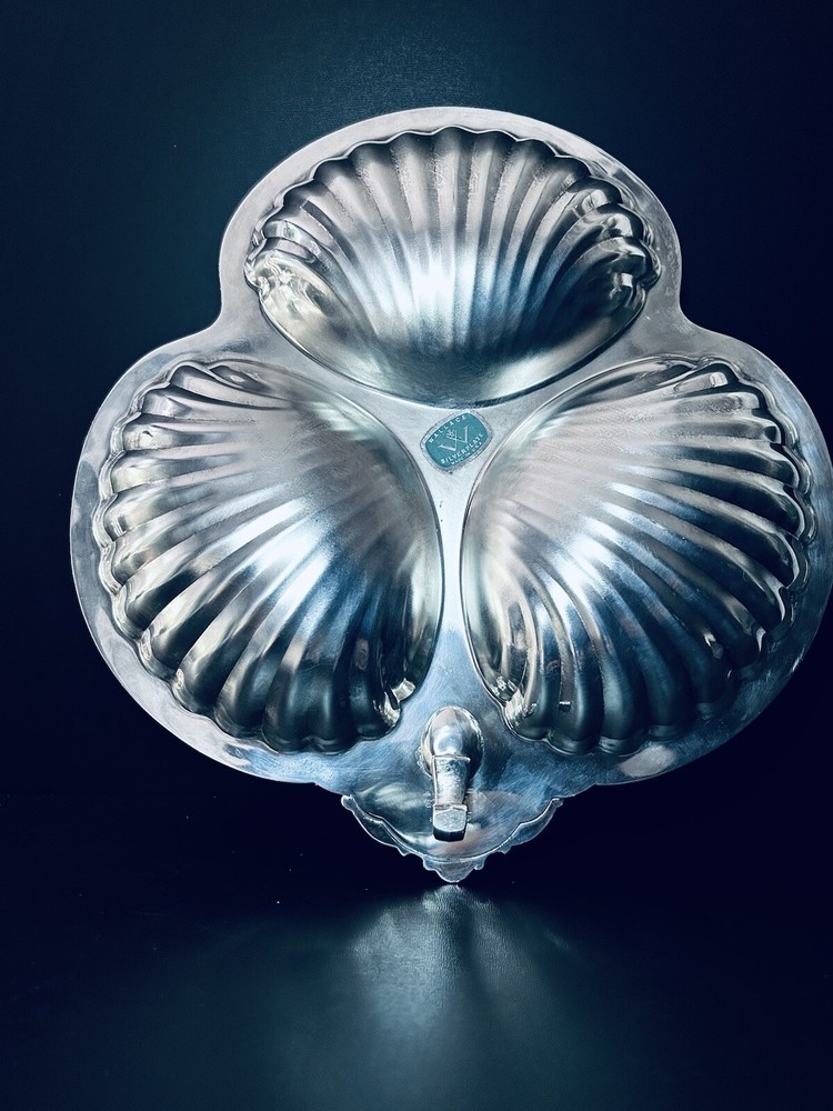 Wallace Baroque 3 Shell Handled Bon Bon Candy Relish Mint Tray Bowl Platter #220