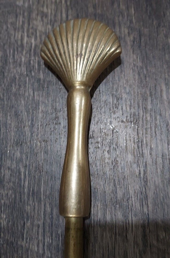 Fireplace Utensils Solid Brass Sea Shell Handles Tool Set 4 Pieces Cottagecore