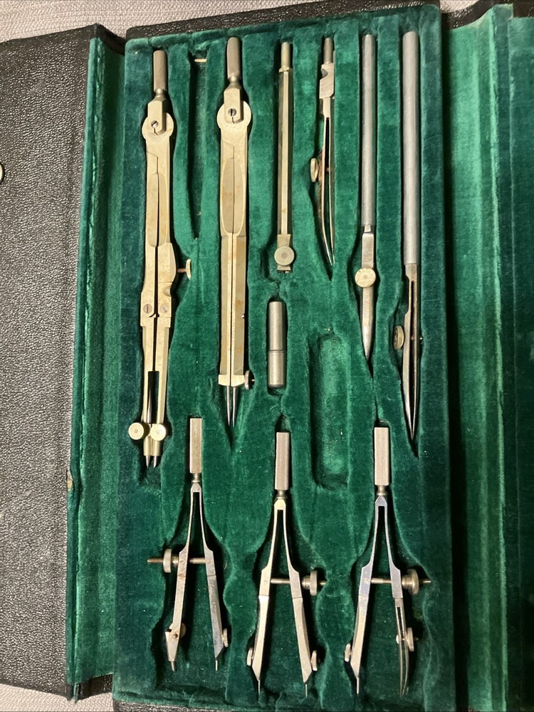 Vintage K&E Drafting Tool Compass Set With Case Doric Favorite N9526C Germany