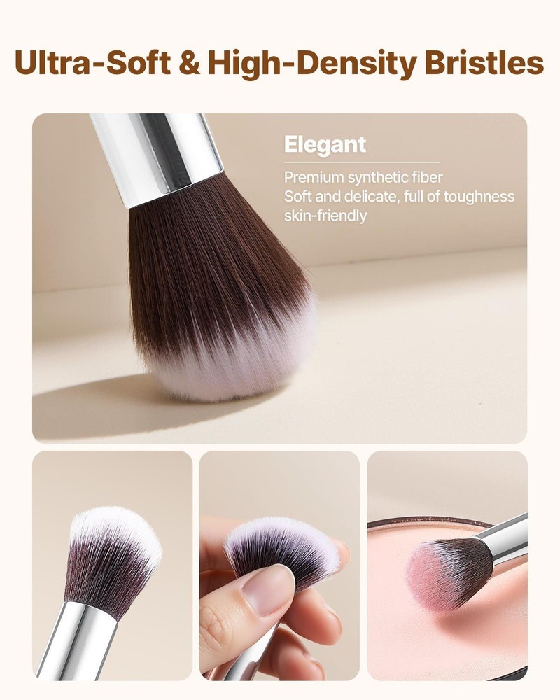 15PCS Soft Bristle Makeup Brushes - Foundation & Eyeshadow Brush Set