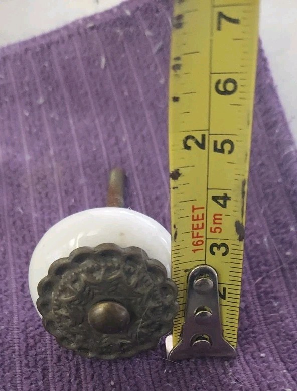 6 Ceramic And Metal KNOBS Round DRAWER PULLS HANDLE White Bronze Hobby Lobby