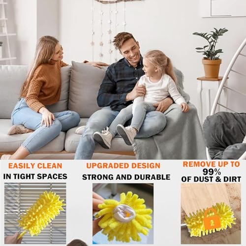 Duster Refill for Swiffer Duster, Reusable Duster 6 dusters + 1 Handle Yellow