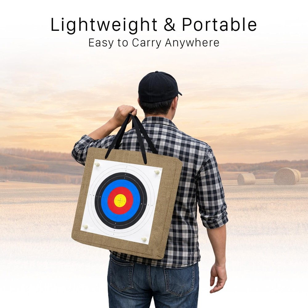 FANGZUO 20" Straw Archery Target (4.7" Thick) for Backyard Practice – Easy Ar...