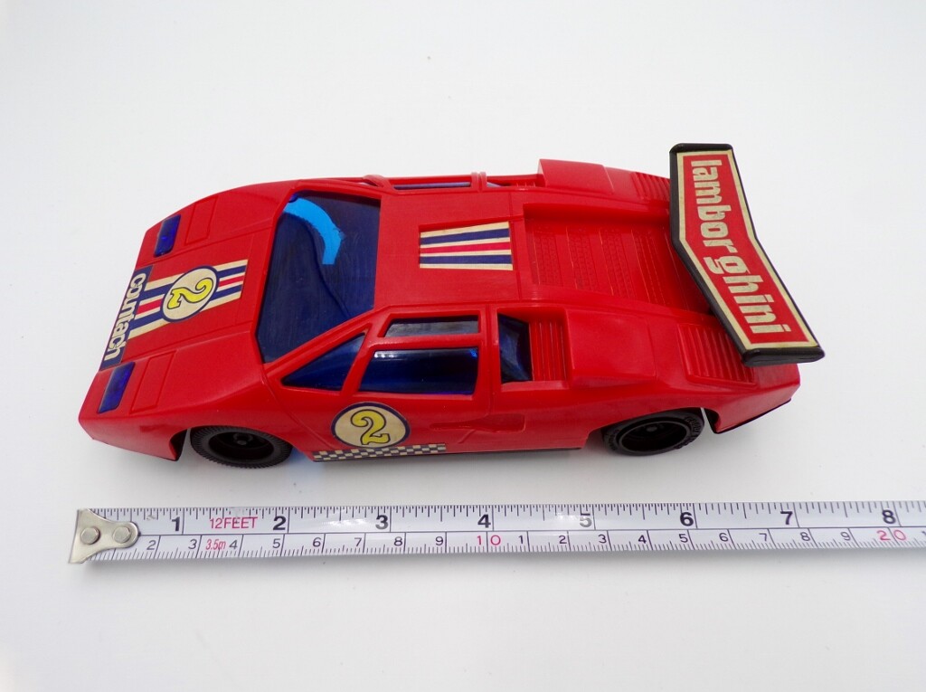 Vintage 70's T.P.S Japan Plastic Pull Back Lamborghini Countach NOS Nomura Toys