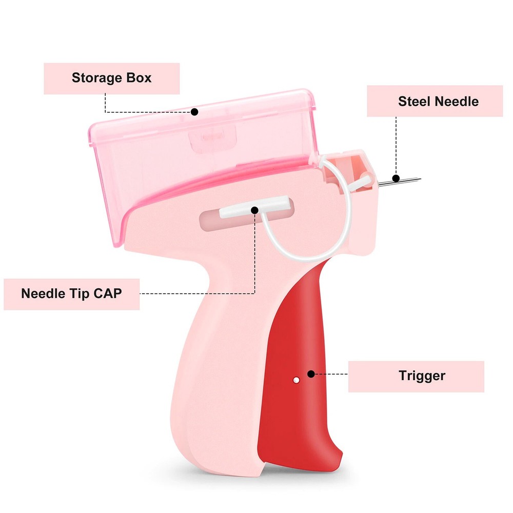 Sewing Gun Pink Effortless Operation Smooth Fabric Fixing Includes Glue Needles