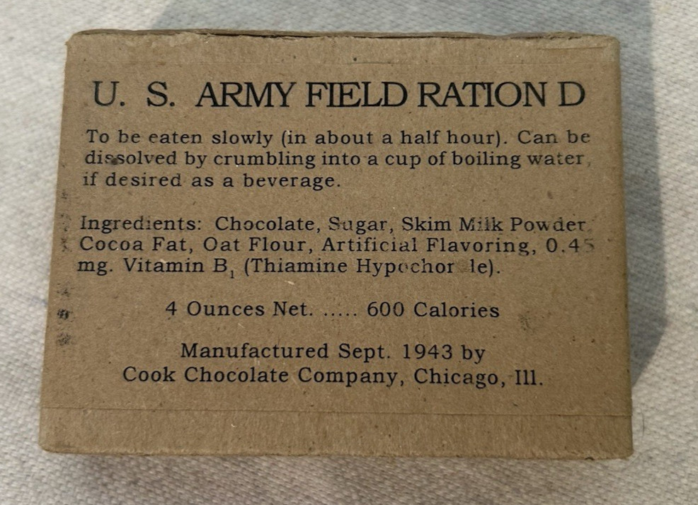 SUPER RARE WWII US Army Marine Corps D-Ration - Complete