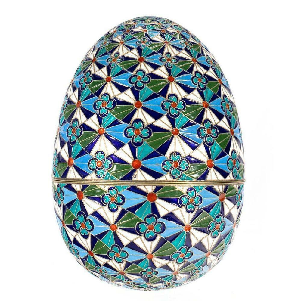 Antique Russian Enamel Silver Egg