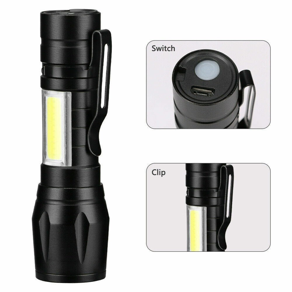 LED Tactical Flashlight Super Bright Mini USB Rechargeable Camping Flashlight US