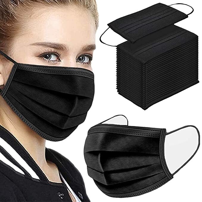 Disposable Face Covering, Face Protective (Black) 50 count