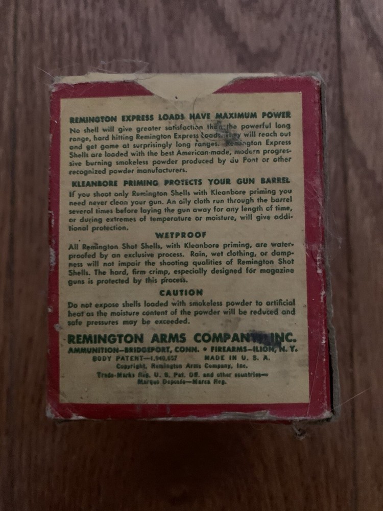VTG Remington Express 410 GA 3" XLong Range Shotgun Shell Empty Box Display (E)