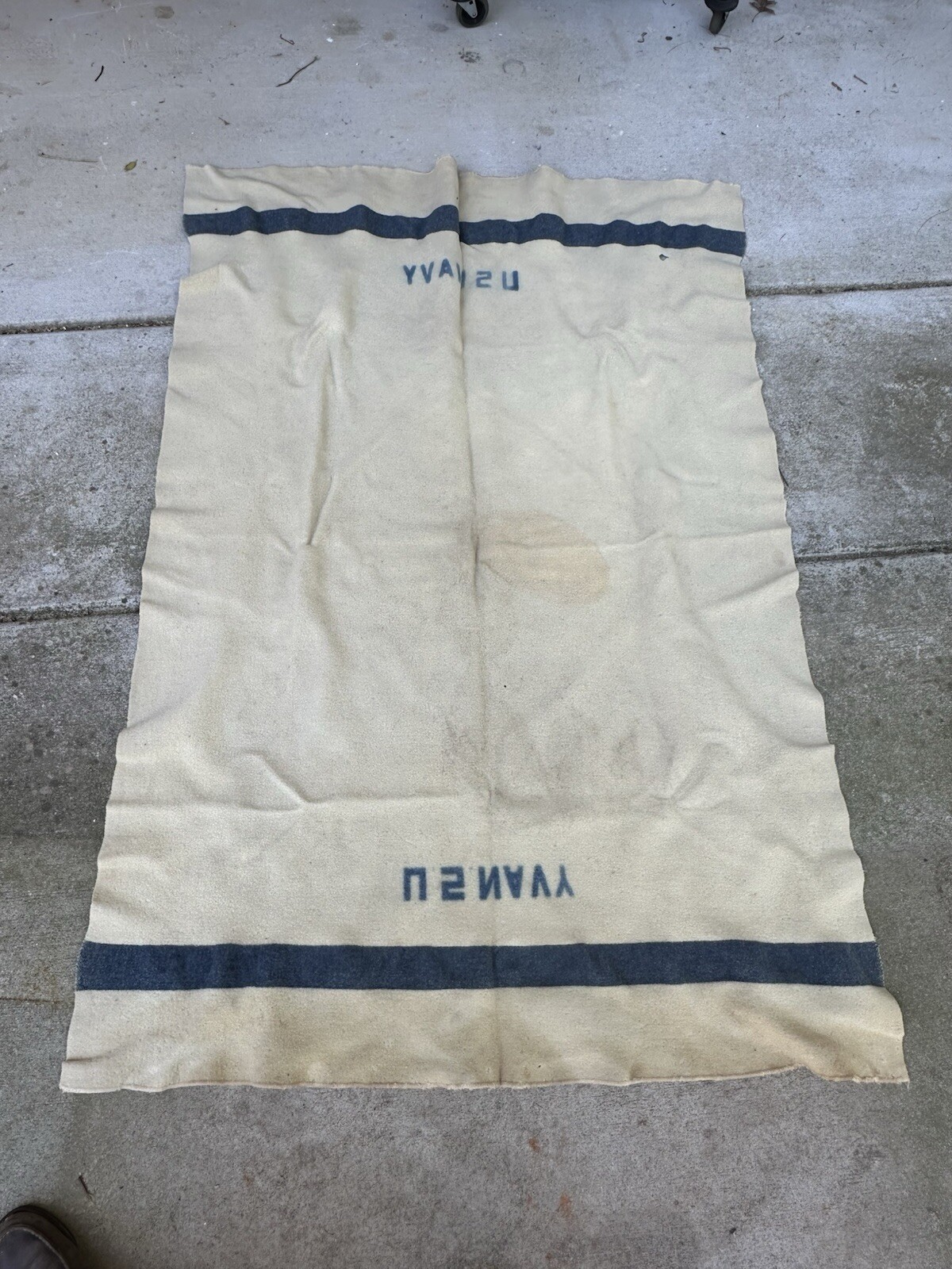 Vintage WW2 US Navy Blanket USN Wool 68x 48"/y35