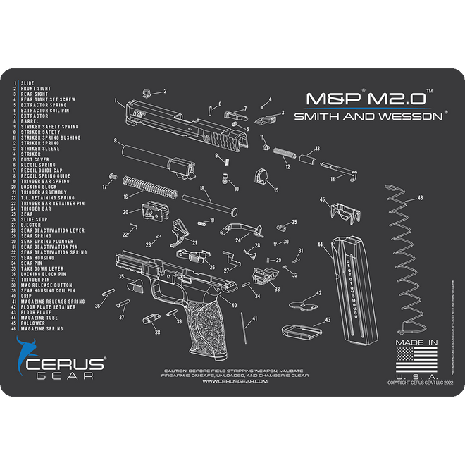 SMITH & WESSON M&P M2.0 SCHEMATIC HANDGUN MAT