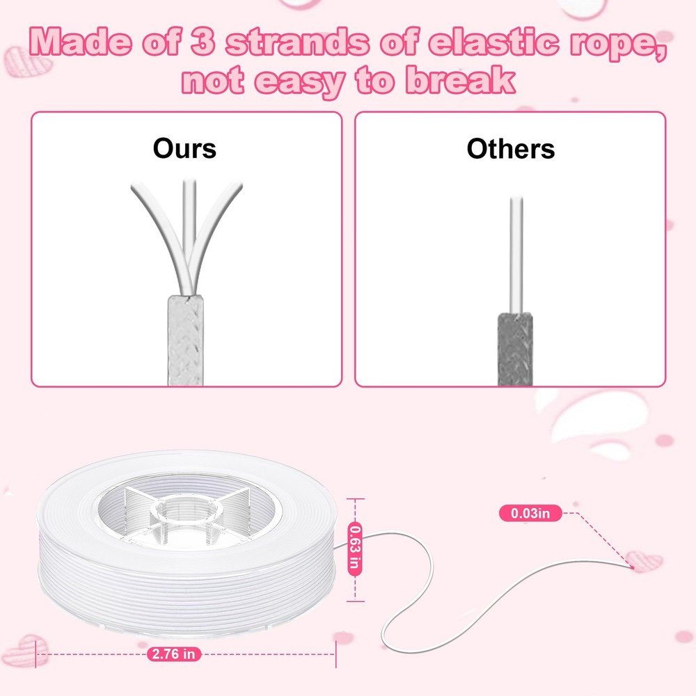 Stretchy String for Bracelets, Necklaces, Bead Stringing, White, White