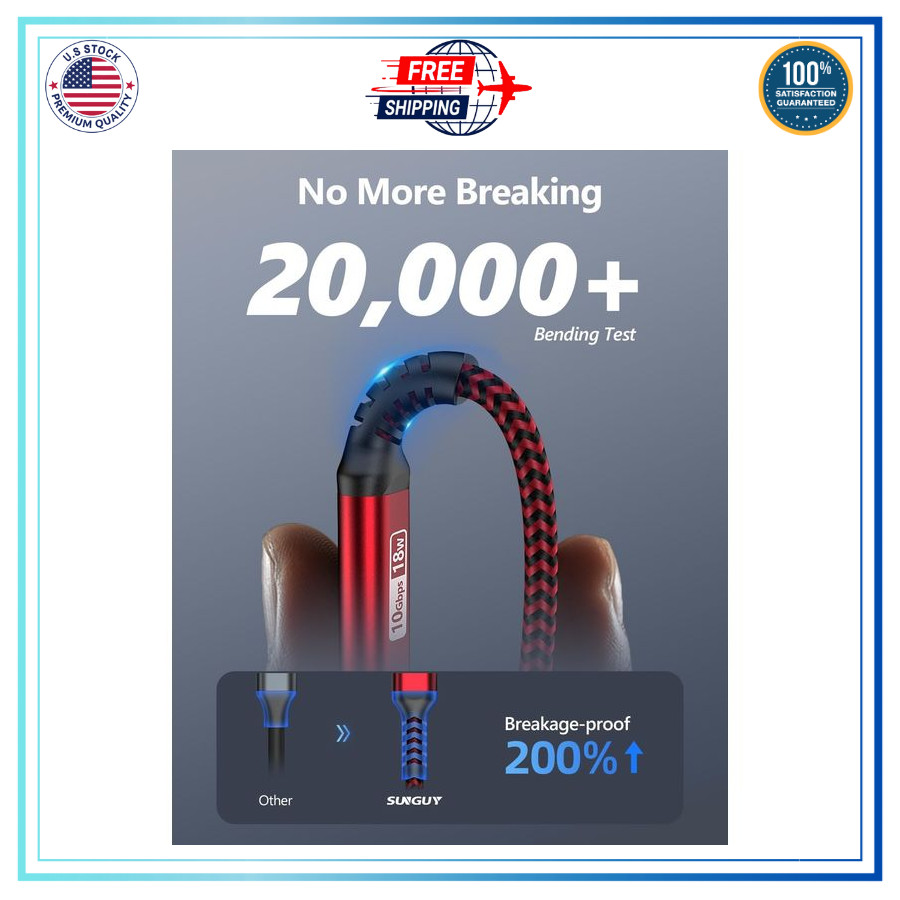 USB C Android Auto Cable 1FT, 3A USB a to C USB 3.1 USB 3.2 Gen2 10Gbps Data