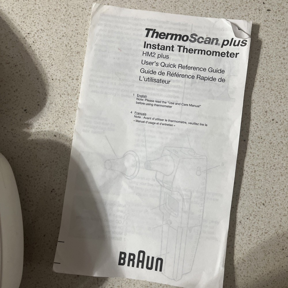 Braun Thermoscan Plus Instant Thermometer HM-2 Plus With Case