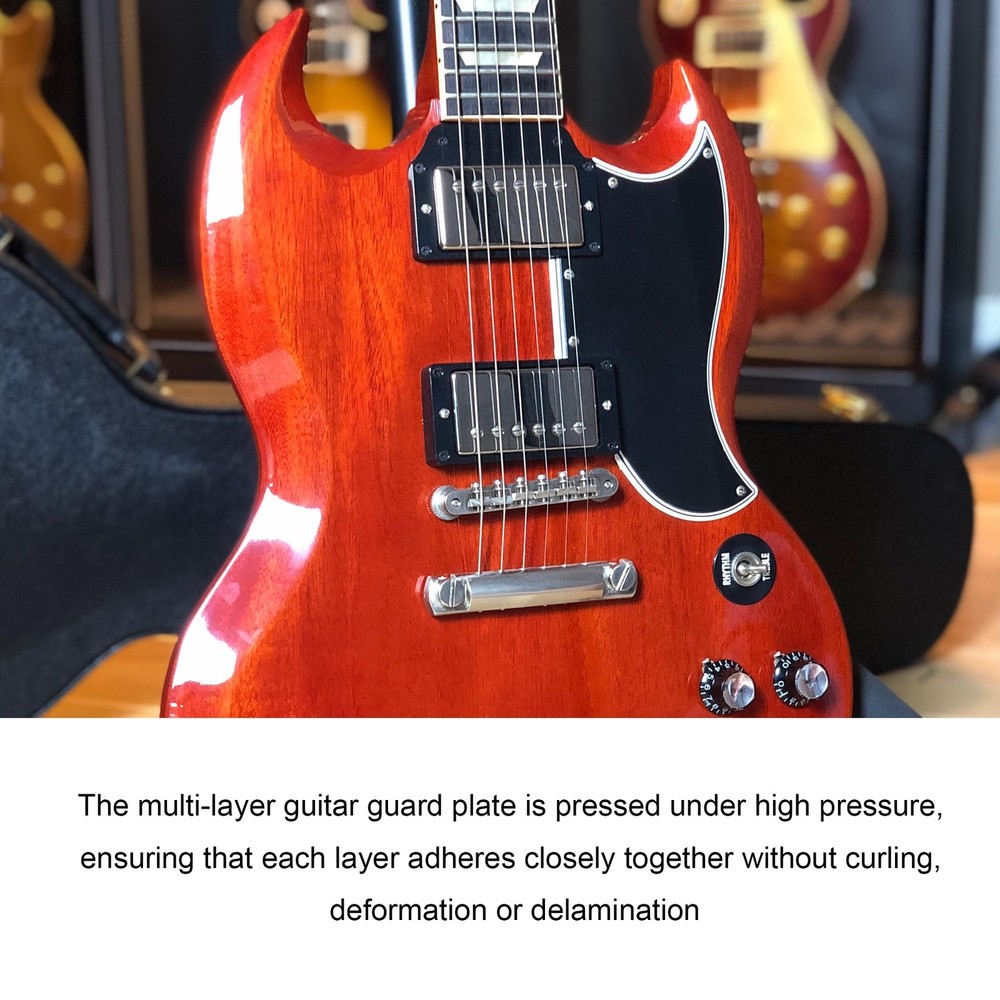 logyues Guitar Pickguard Three-layer Black Plastic Pickguard Replacement for ...