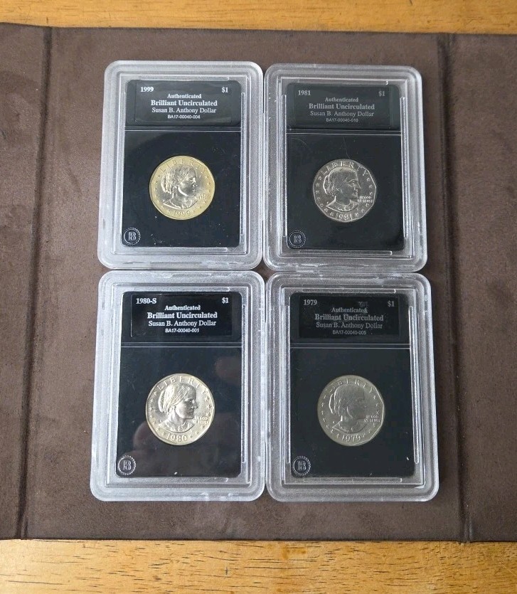 AUTHENTICATED SUSAN B ANTHONY DOĹLAR COINS ASSORTED YEARS