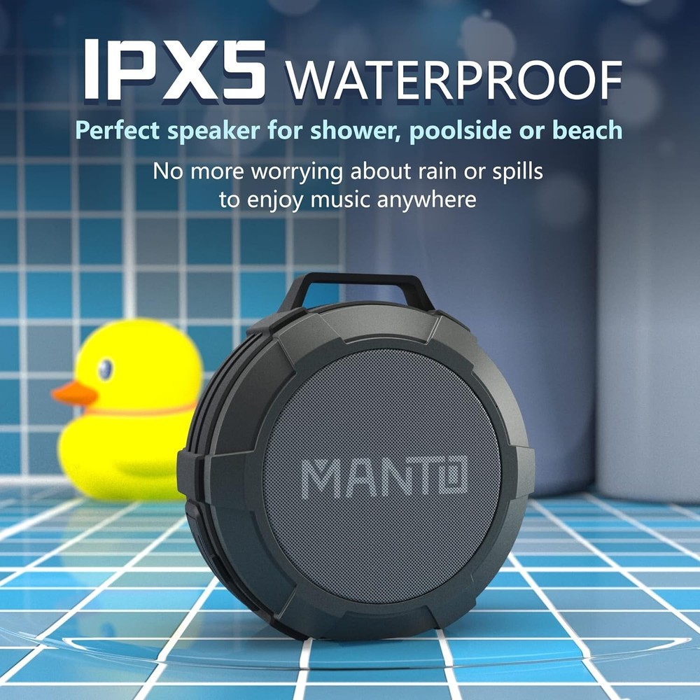 MANTO Bluetooth Speaker, Cuckoo IPX5 Waterproof Wireless Shower Speaker, Stereo