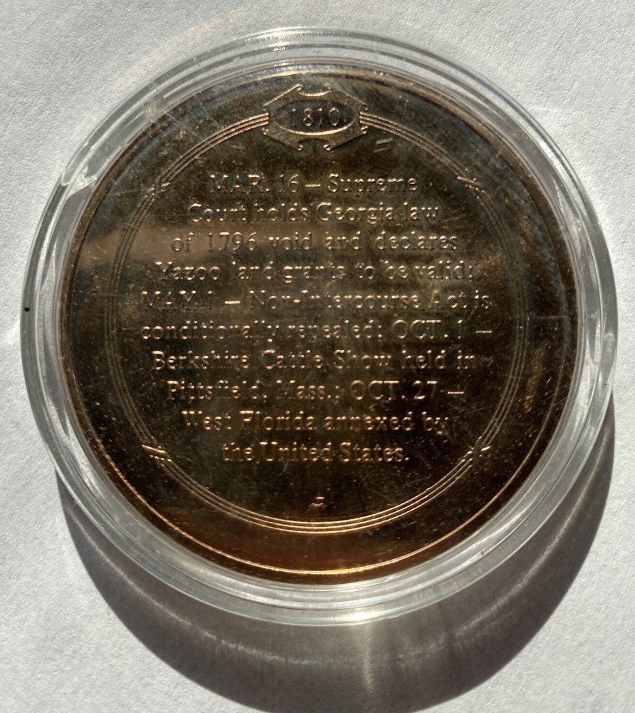 FIRST COUNTY FAIL HELD OCTOBER 1, 1810 FRANKLIN MINT MEDAL
