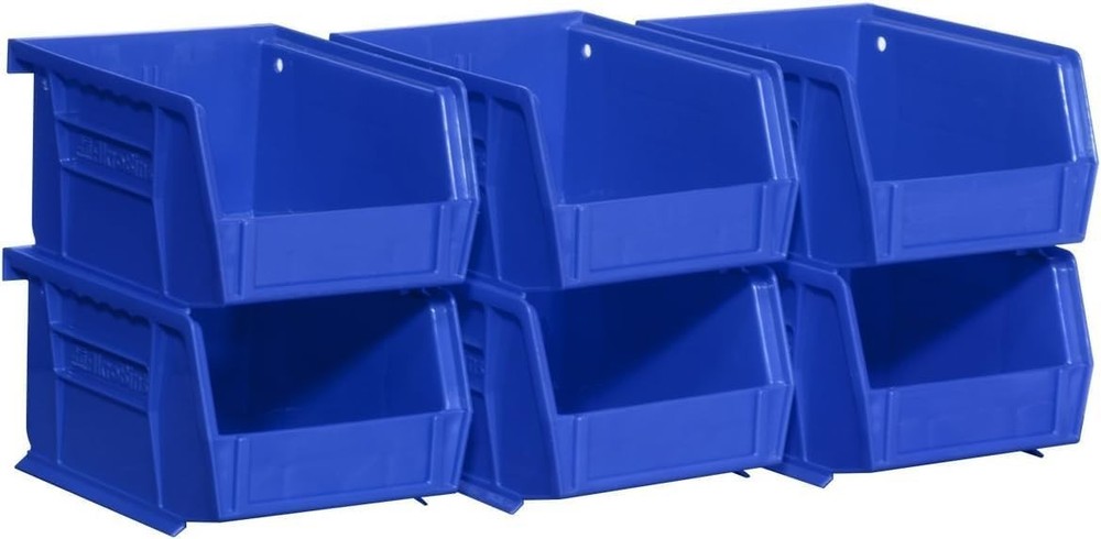 6-Pack Stackable Storage Bins 5x4x3 - Durable Multi-Purpose Organizers in Blue