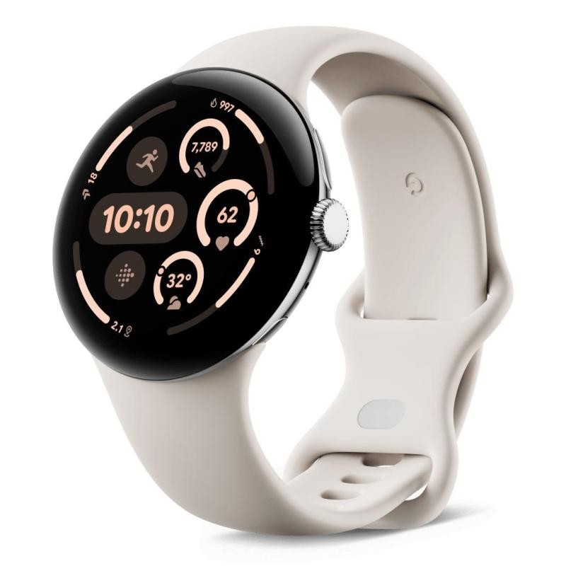 Google Pixel Watch 3 AMOLED 45mm Digital Touch Screen 4G Silver Wi-Fi GPS (sa