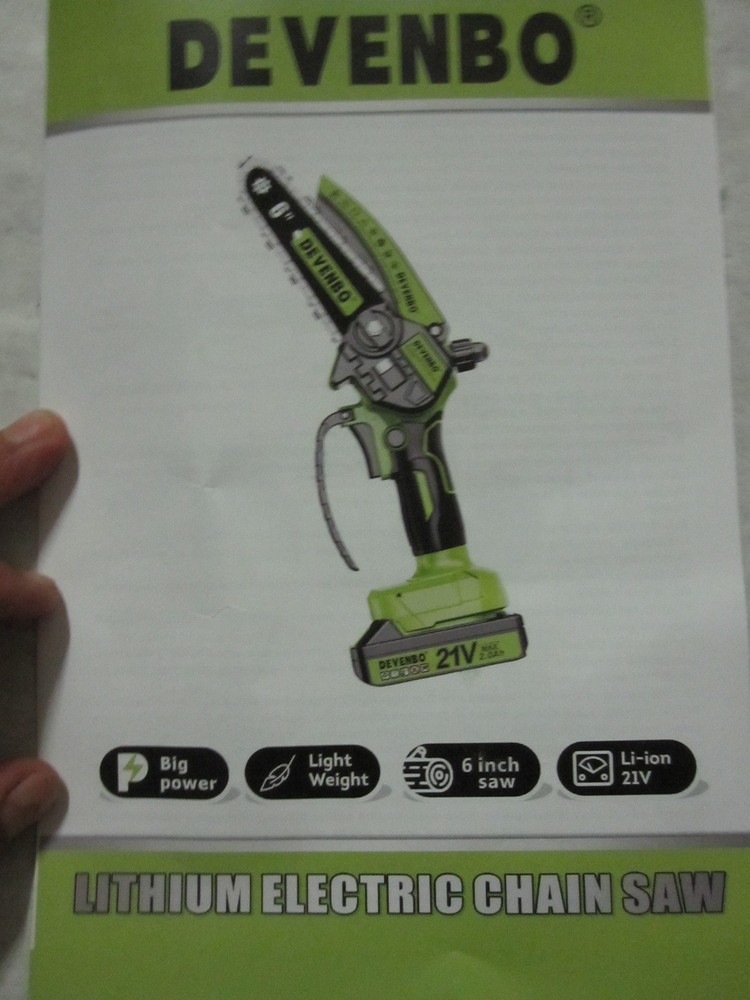 Cordless Chainsaw, 6 Inch Hand Saw Electric Chainsaw Function DEVENBO
