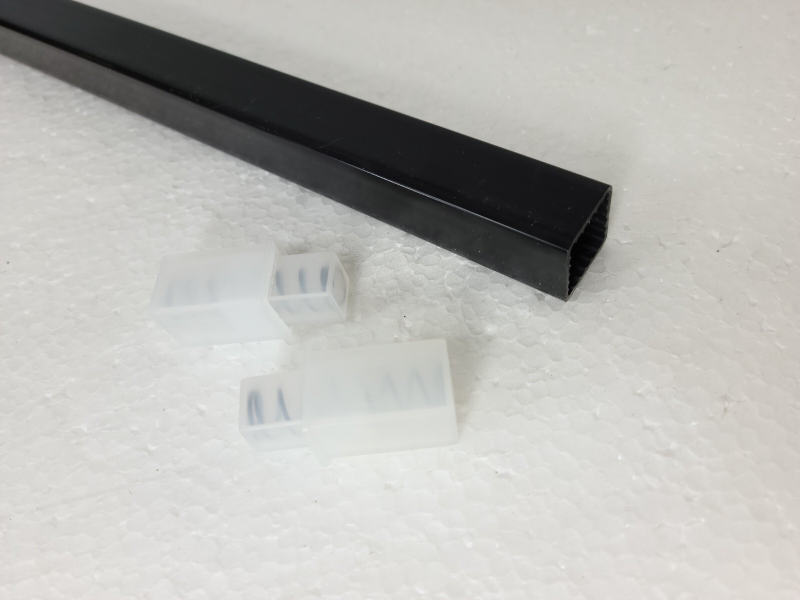 Vintage Black Towel Bar Rod Plastic Spring Rack 24 inch Mid Century Modern Retro