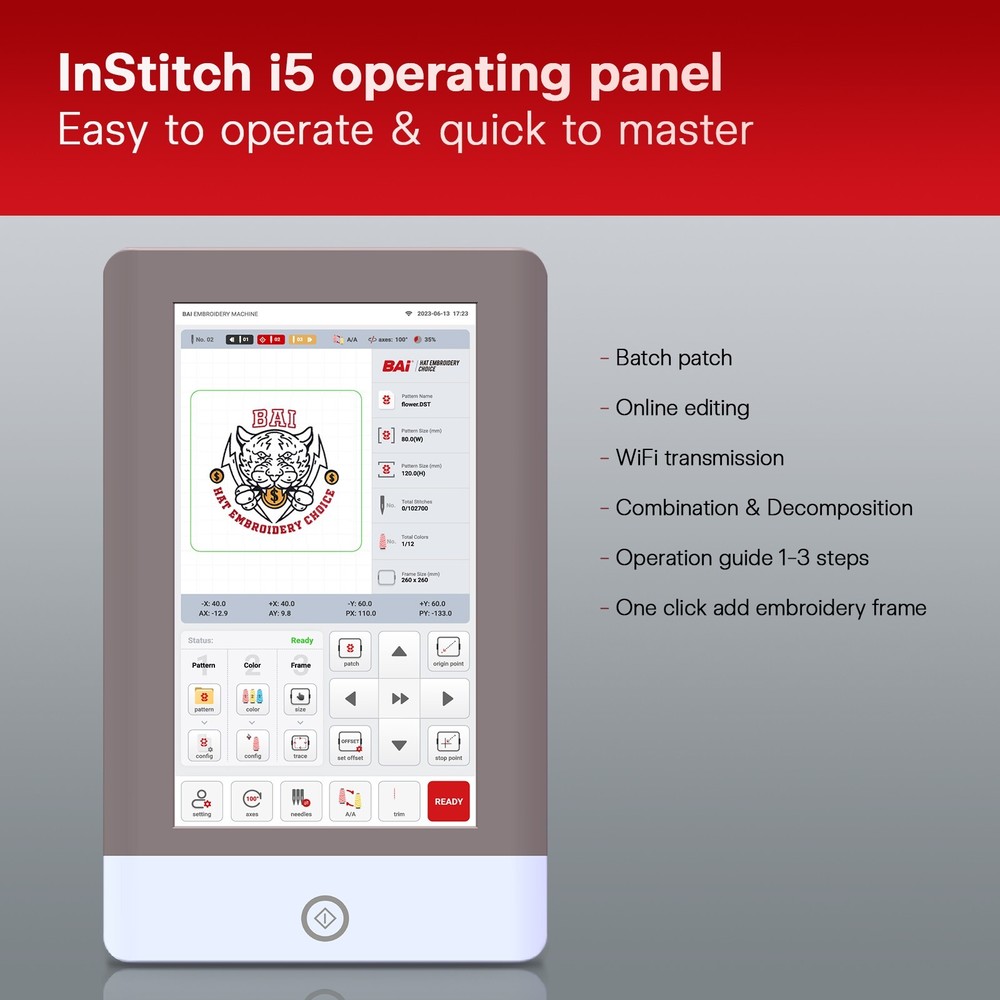 BAi THE MIRROR Computerized Embroidery Machine Commercial multi needles