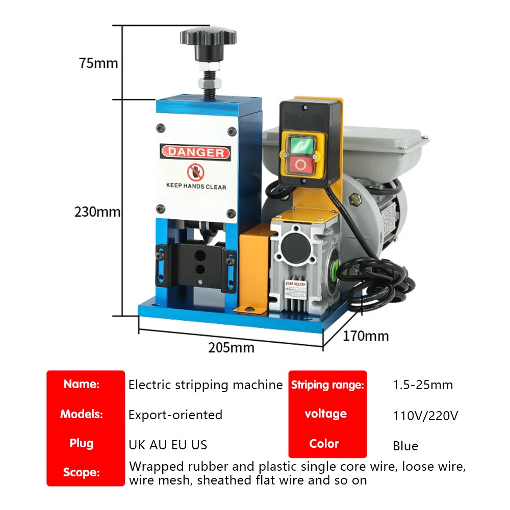 Electric Powered Wire Stripping Machine Automatic Cable Stripper Metal Recycle