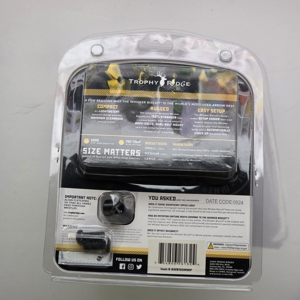 Trophy Ridge Whisker Biscuit Quick Shot Medium NEW