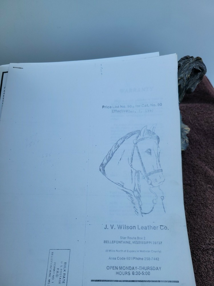 J V Wison Leather Co Saddle catalog #90 1990.