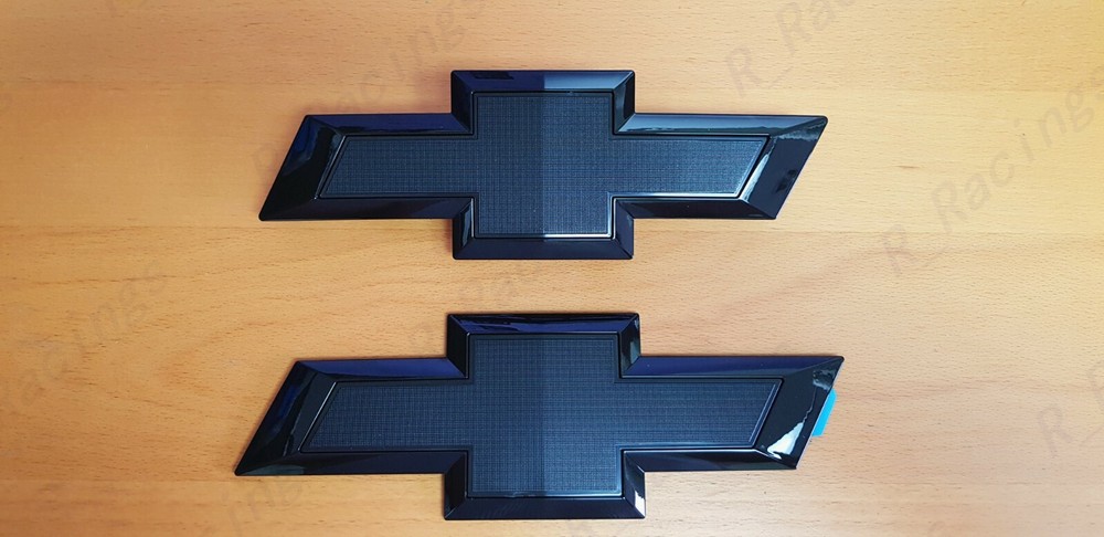 New Gloss Black Front & Tailgate Bowtie Emblem For 2016 - 2018 GM Silverado 1500