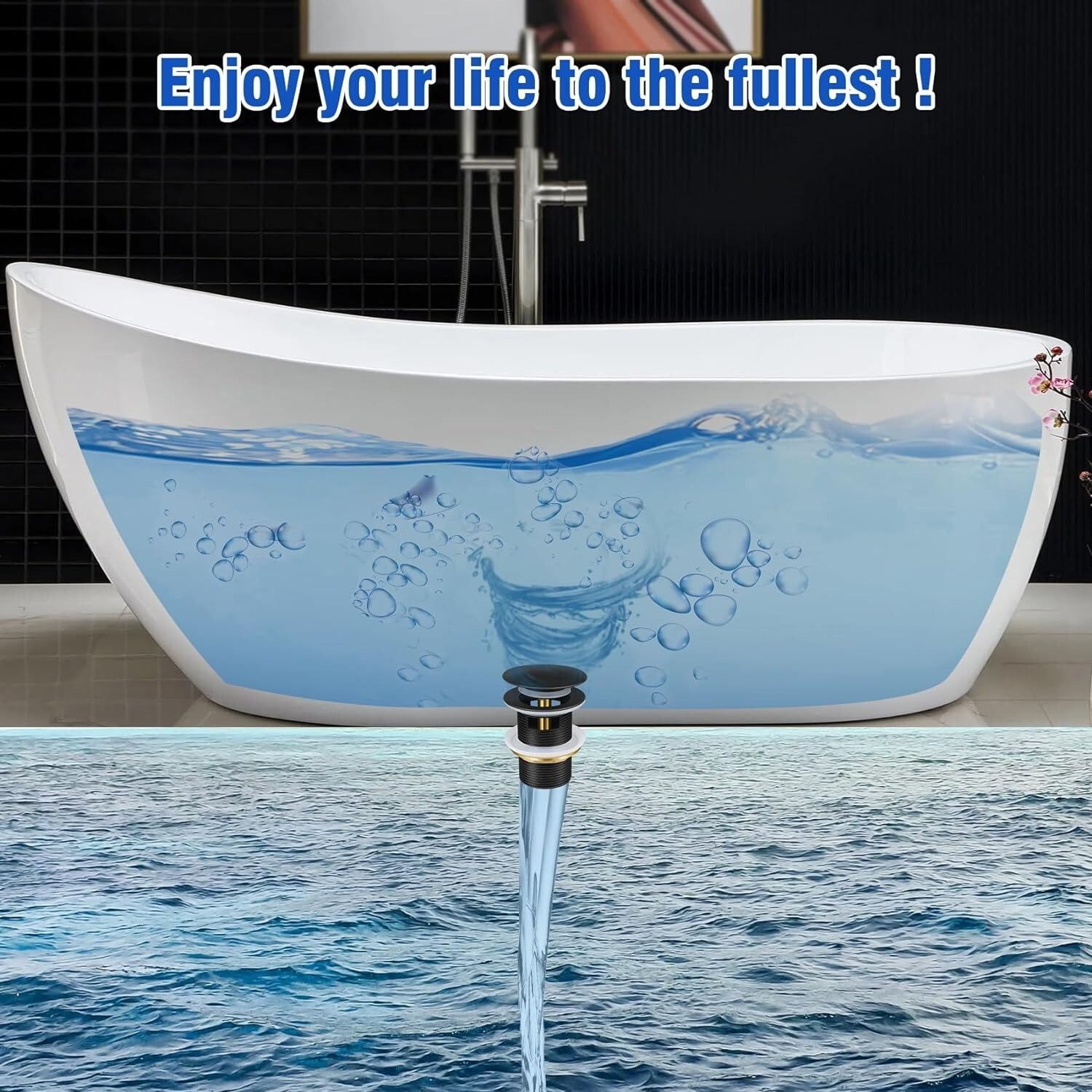 Pop-up Drain Kit for Freestanding Bathtub Tub Drain/Stopper,Freestanding Bathtub