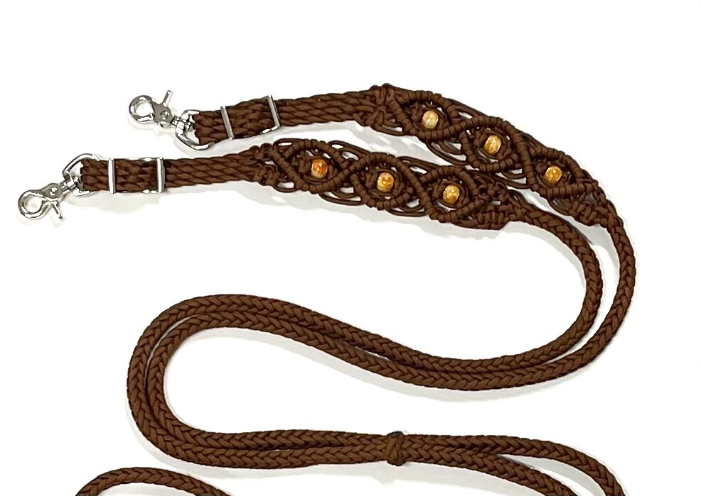 braided split reins with beading