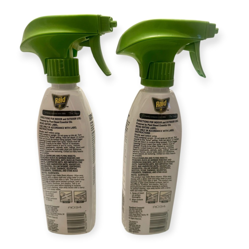 Raid Essentials Multi Insect Killer Spray Bottle Child & Pet Safe 12oz (2 Pack)