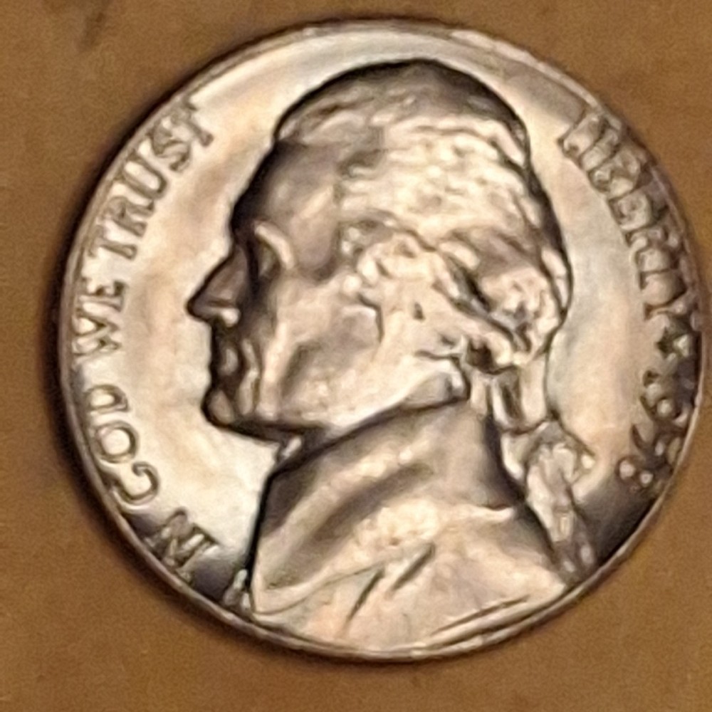 1958D Jefferson Nickel AU.