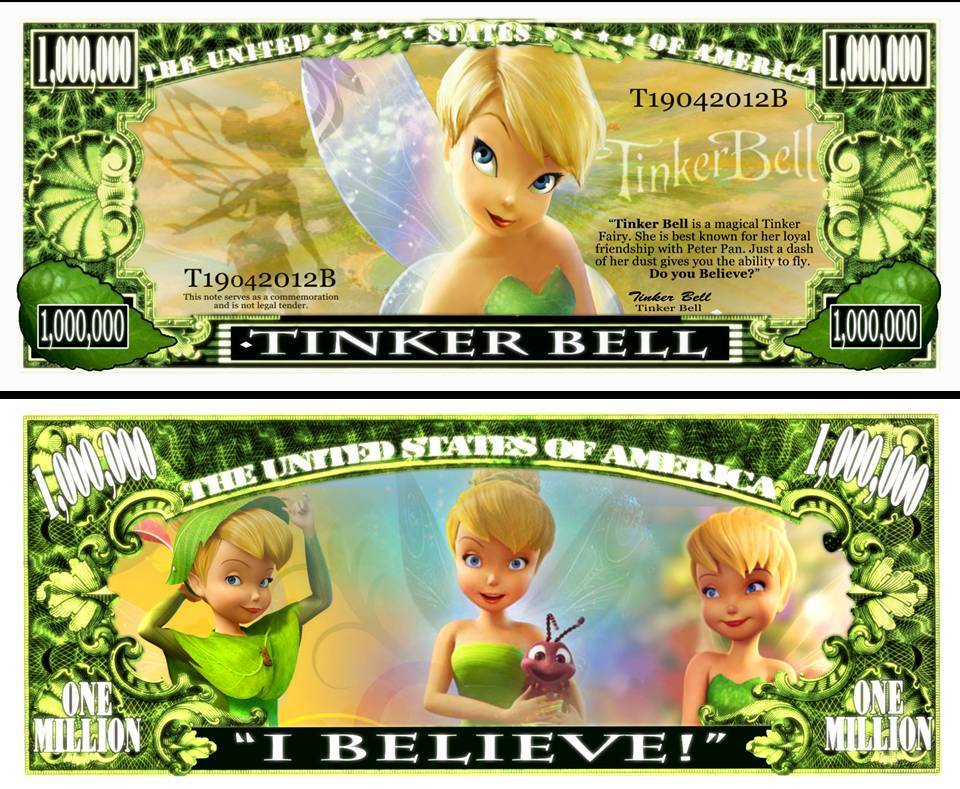 OUR TINKER BELL DOLLAR BILL (2 Bills)