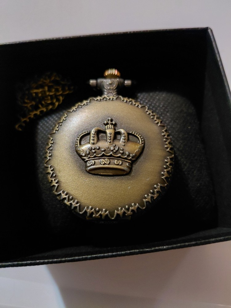 crown bronze quartz pocket watch