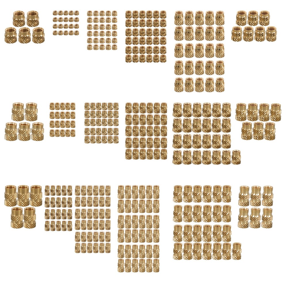 M2 M2.5 M3 - M5 M6 Threaded Inserts, 350Pcs Female Thread Knurled Nuts Kit