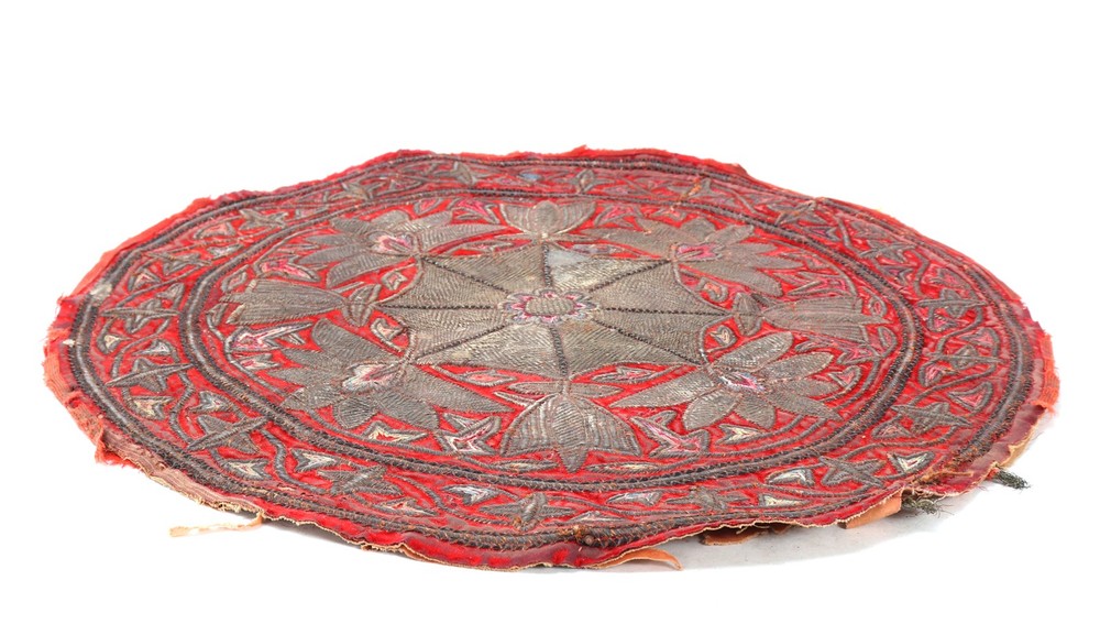 Intricately Detailed Persian Textile, Silver Thread