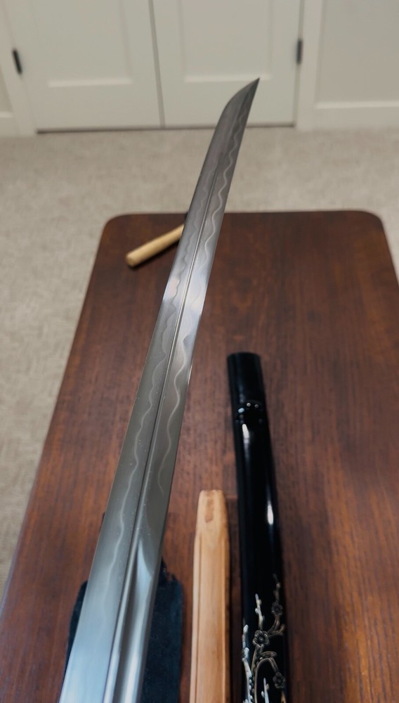 JKOO SWORD Custom made blade! Damascus folded double edge SHARP! DOUBLE HAMON!