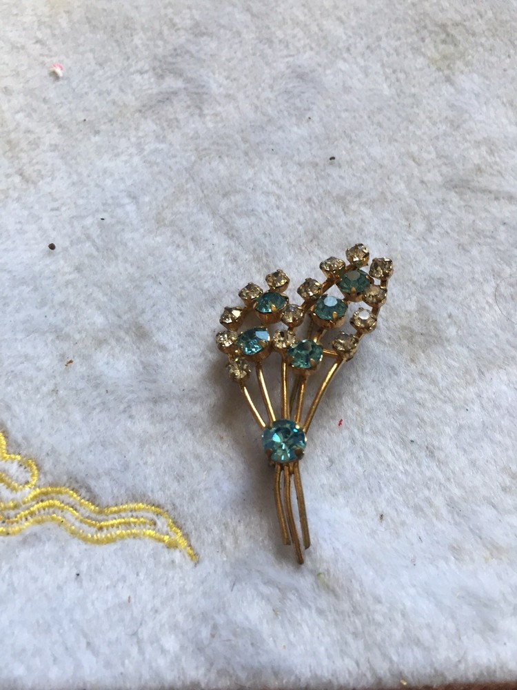 Gold Plated Crystal Flower Brooch